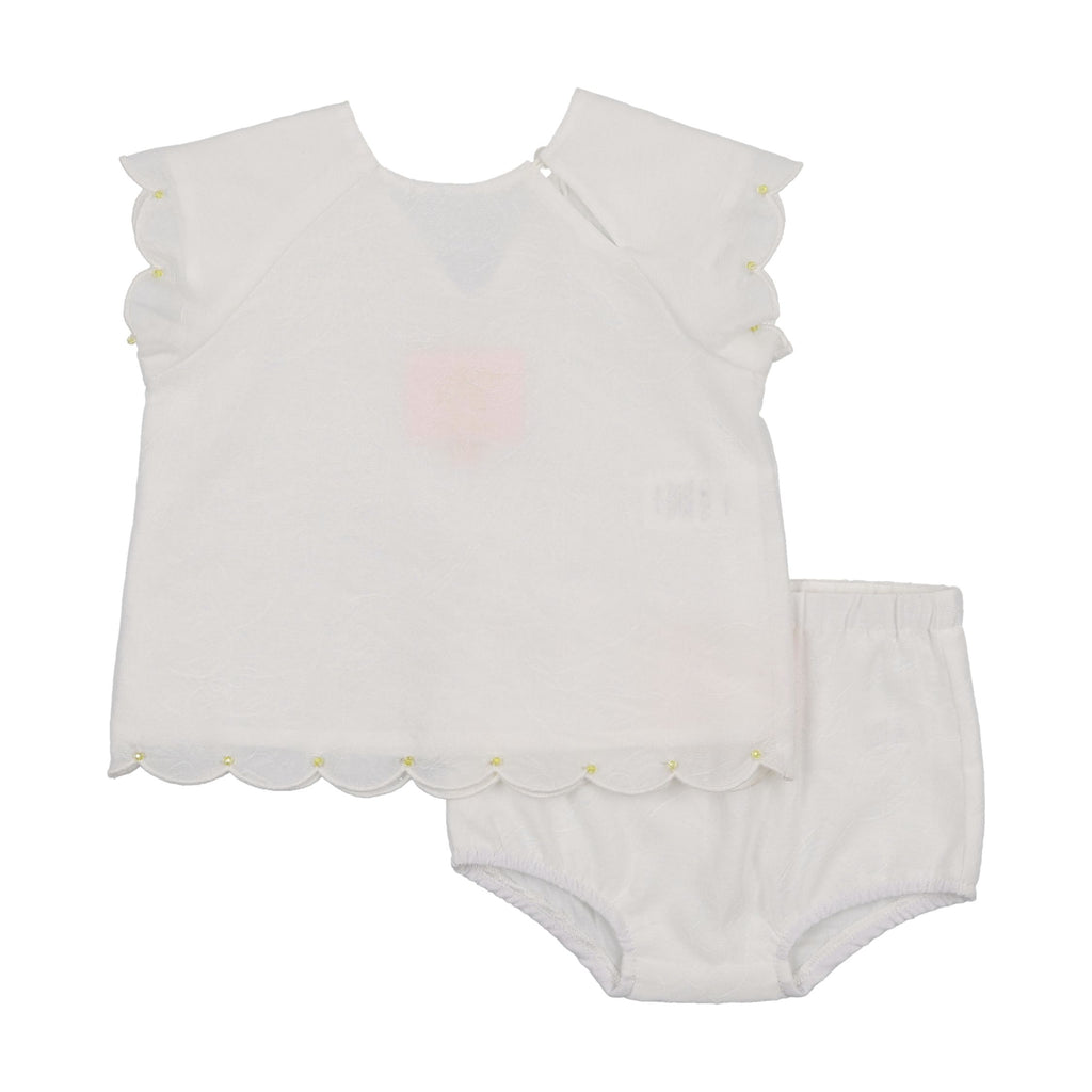 Little Tempest Jacquard Scallop Romper - White