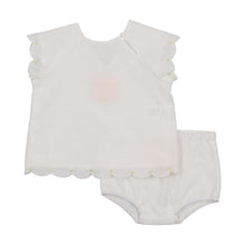 Load image into Gallery viewer, Little Tempest Jacquard Scallop Romper - White