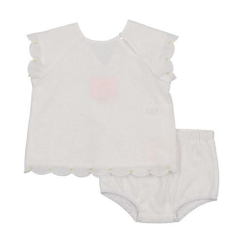 Little Tempest Jacquard Scallop Romper - White