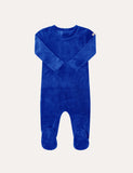 Crew Script Velour Romper - Blue