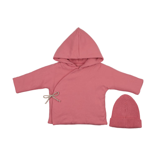 Mema Knits Quilted Jacket And Knit Beanie - Dusty Rose