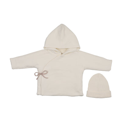 Mema Knits Quilted Jacket And Knit Beanie - Ivory
