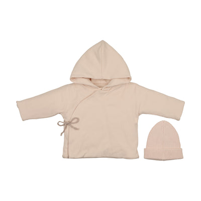 Mema Knits Quilted Jacket And Knit Beanie - Light Pink