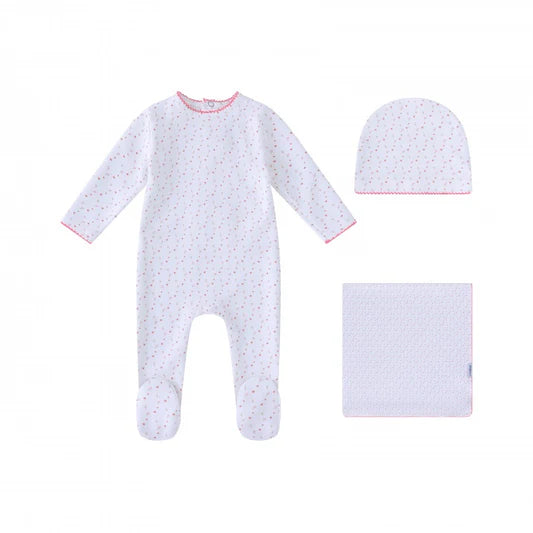 Mini Label Girls Bright Floral Print Layette Set - White