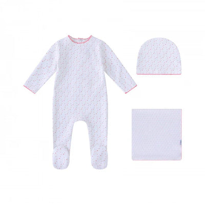 Mini Label Girls Bright Floral Print Layette Set - White