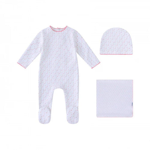 Mini Label Girls Bright Floral Print Layette Set - White