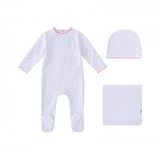 Mini Label Girls Bright Floral Print Layette Set - White