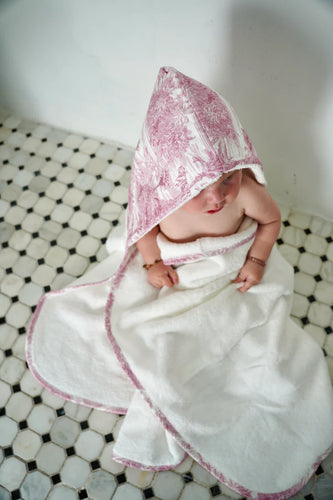 Little Threads Pink Toile Bath Towel