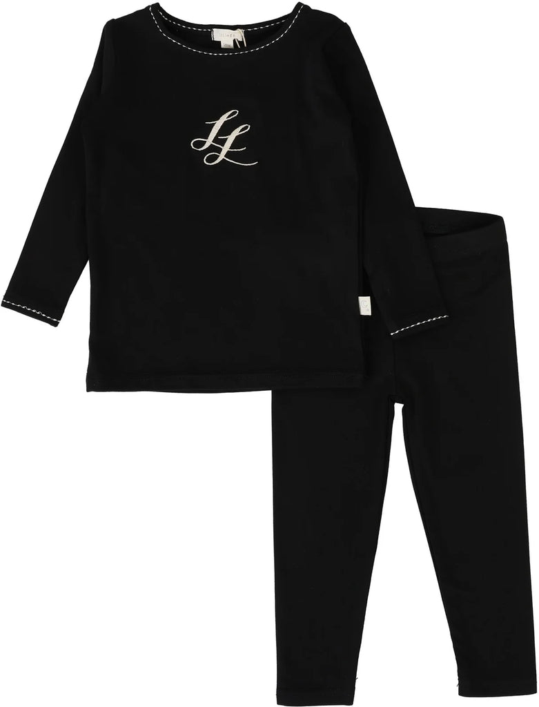Lil Legs Emblem Lounge Set - Black