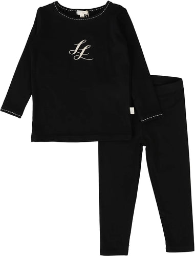 Lil Legs Emblem Lounge Set - Black