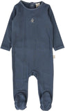 Lil Legs Emblem Footie - Off Blue