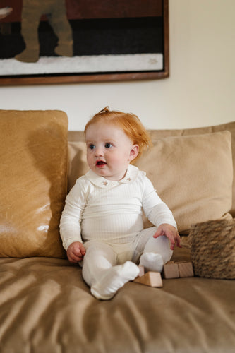 Ely's & Co Wide Rib Cotton - Wide Rib Rosebud Footie And Beanie - Pink/Ivory