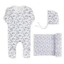 Load image into Gallery viewer, Ely&#39;s &amp; Co Velour Vine Pattern Layette Set - Blue on Ivory