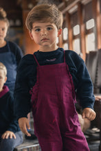 Load image into Gallery viewer, Mini Moda Penny Check Fringe Dungarees - Red/Navy