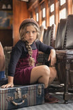 Mini Moda Penny Check Ruffle Pinafore  - Red/Navy