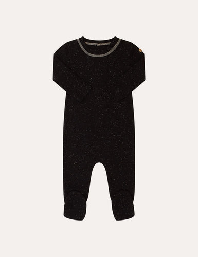 Crew Speckled Rib Romper - Black