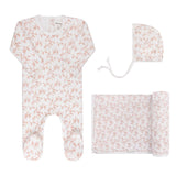 Ely's & Co Velour Vine Pattern Layette Set - Pink on Ivory