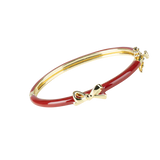 Enamel Deep Red Bangle with Gold Bow