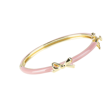 Load image into Gallery viewer, Enamel Pink Bangle with Gold Bow
