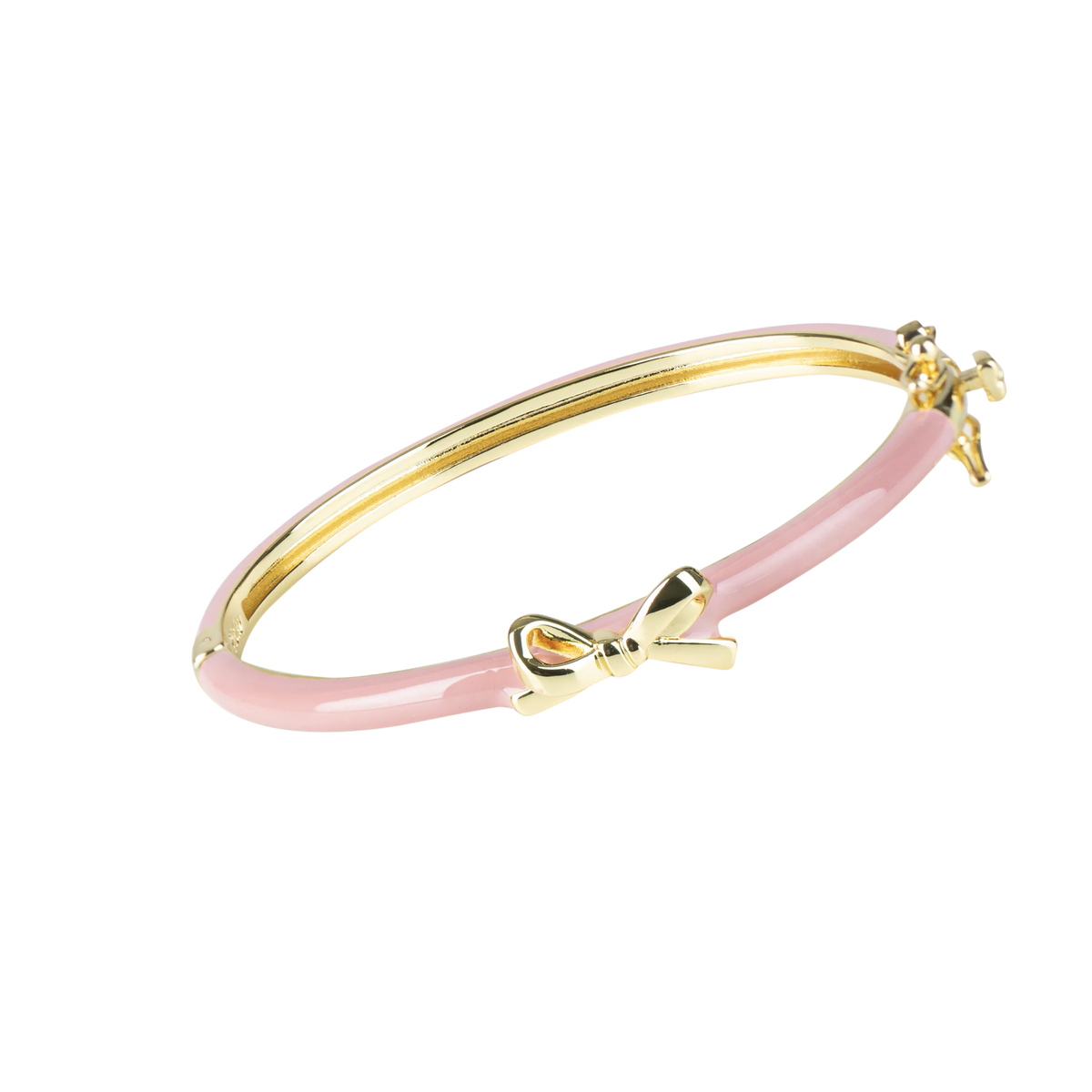 Enamel Pink Bangle with Gold Bow – Moonlight
