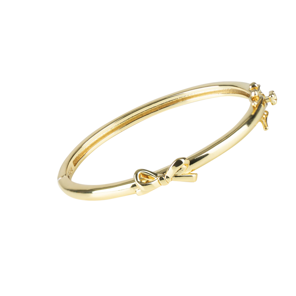 Enamel Gold Bangle with Gold Bow