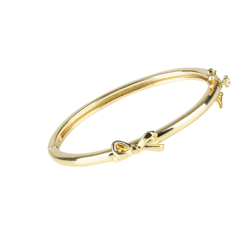 Enamel Gold Bangle with Gold Bow