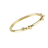 Enamel Gold Bangle with Gold Bow