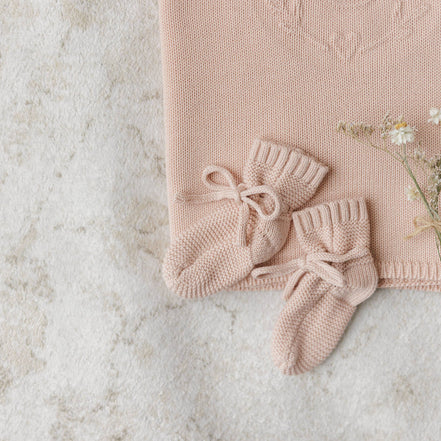 Peluche Knit Booties - Rose