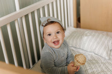 Load image into Gallery viewer, Ely's &amp; Co Velour Stripe Collection Footie And Beanie - Light Blue