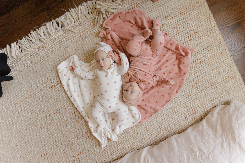Ely's & Co Velour Leaf Pattern Collection Take Me Home Set - Ivory Girls