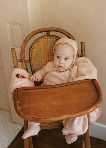 Ely's & Co Whip Stitch Collection Footie And Bonnet - Pink