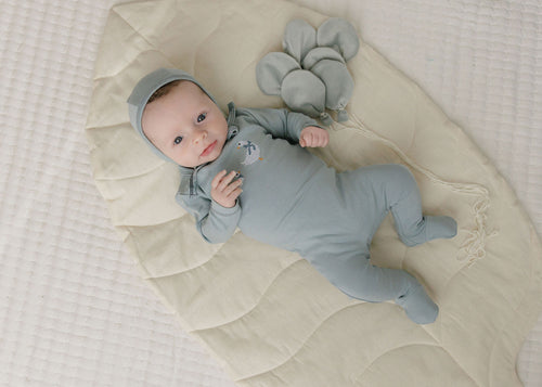 Ely's & Co Cotton Cross Stitch Duckling Collection Footie - Blue