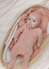 Load image into Gallery viewer, Ely's &amp; Co Velour Embroidered Floral Collection Footie And Beanie - Pink