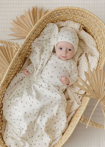 Ely's & Co Ribbed Printed Palm Collection Layette Set - Ivory