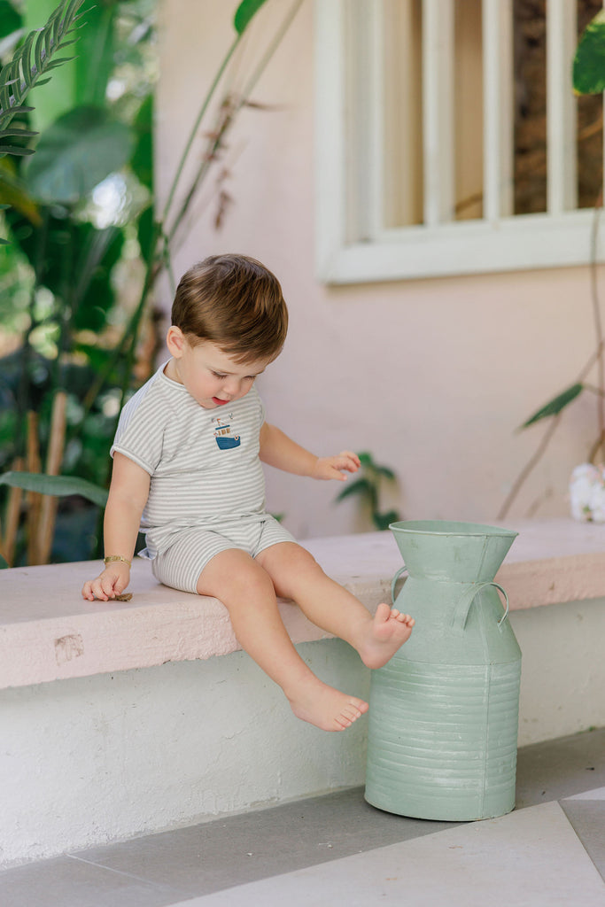 Ely's & Co Nautical Stripe Collection T-shirt And Shorts Set - Blue