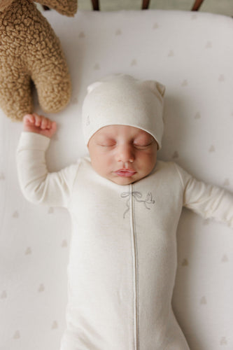 Ely's & Co Bird Seam Collection Footie And Beanie - Cream/Charcoal