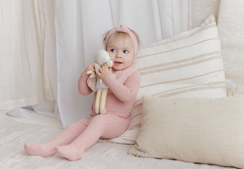 Ely's & Co Metallic Stripe Collection Footie - Pink