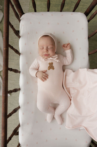 Ely's & Co Gingham Teddy Collection Footie And Bonnet - Pink