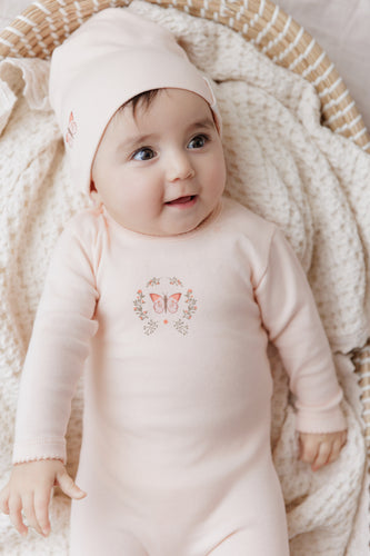 Ely's & Co Garden Floral Center Collection Footie & Beanie - Pink