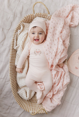 Ely's & Co Garden Floral Print Collection 3PC Layette Set - Pink
