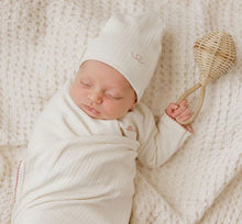 Load image into Gallery viewer, Ely&#39;s &amp; Co Organic Cotton Little One Footie &amp; Beanie - Ivory/Pink