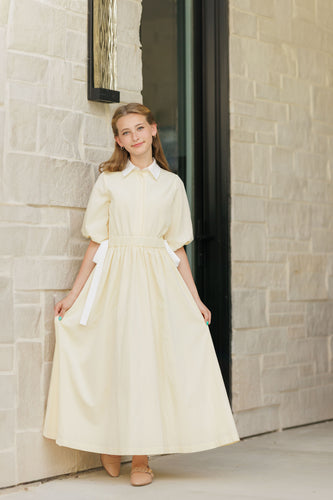 Velvette Label Yellow Side Tie Midi