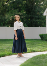 Load image into Gallery viewer, Velvette Label Navy Pleated Midi Skirt