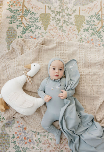 Ely's & Co Cotton Cross Stitch Duckling Collection Layette Set - Blue