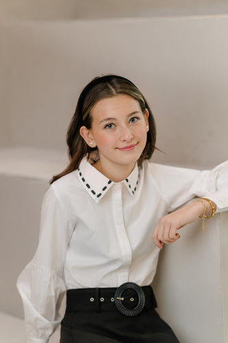 Velvette Label Ribbon Stitch Shirt - White