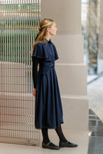 Load image into Gallery viewer, Velvette Label Navy Scallop Trim Midi