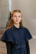 Load image into Gallery viewer, Velvette Label Navy Scallop Trim Midi