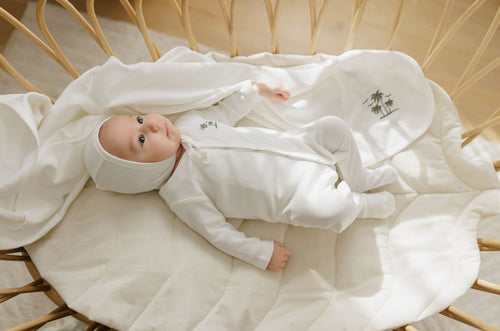 Ely's & Co Ribbed Palm Embroidered Collection Layette Set - Ivory