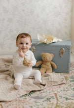 Load image into Gallery viewer, Ely's &amp; Co Floral Star Embroidered Collar Collection Footie And Bonnet - Ivory/Blue