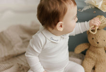 Load image into Gallery viewer, Ely's &amp; Co Floral Star Embroidered Collar Collection Footie And Bonnet - Ivory/Blue